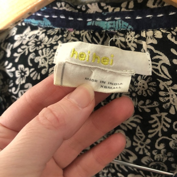 Hei Hei Anthropologie paisley black white button down top - Picture 3 of 6